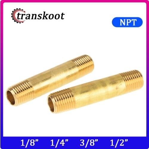 2pcs 3329 Brass Pipe Fitting Long Nipple with 1/8" 1/4" 3/8" 1/2" NPT Male Thread