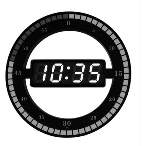 3D LED Digital Wall Clock Electronic Night Glow Round Wall Clocks Automatically Adjust Brightness Desktop Clock EU Plug