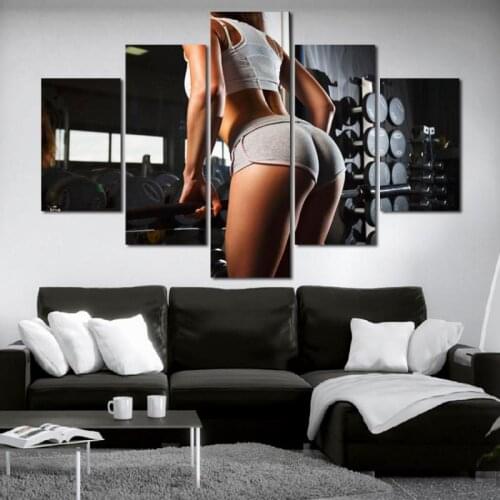 5 Pieces Decorative Painting Character Fitness Sofa Background Wall Hanging Painting Modern Home Canvas Decorative Painting