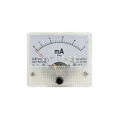 85L1-A Class 2.5 Accuracy AC 5mA Analog Panel AMP Meter AC 0-5mA