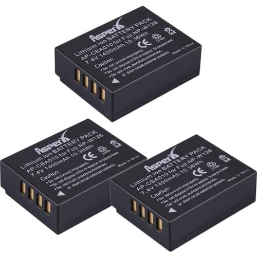 AsperX 3x 1400mAh NP-W126 NP W126 Camera Battery For Fuji X100F XT20 XPro1 Pro2 XE1 XE2 XA1 XA2 XT2 XT10 XM1 XM2 XT1 HS33 30 50