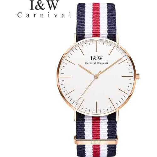 CARNIVAL Brand Fashion Watch Mens Womens Couple Lovers Luxury Waterproof Rose Gold Quartz Wristwatches Clock Reloj Hombre Mujer