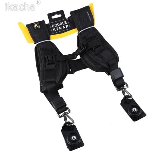 Black Soft Quick Double Camera Sling Neck Shoulder Belt Strap For Canon Sony Nikon Pentax All SLR DSLR Cameras Free shipping