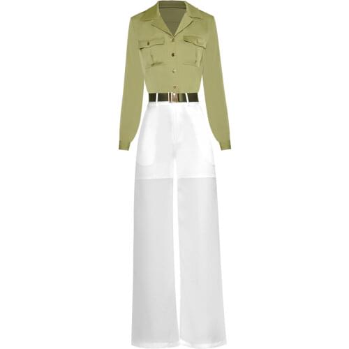 Designer New Spring Autumn WomenS Button Shirt Tops White Casual Trousers High Quality Elegant Party Fashion Two-Piece Suit