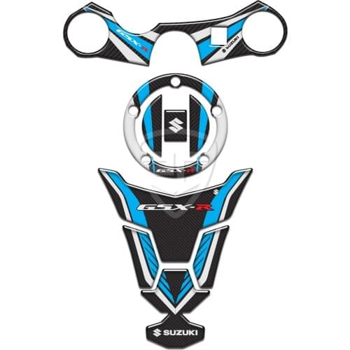 For Suzuki GSX-R GSXR 600 750 2006-2017 Blue Sticker Tank Cap Cover Pad Triple Tree Clamp Tank Grip Carbon Motorcycle 3D Decal