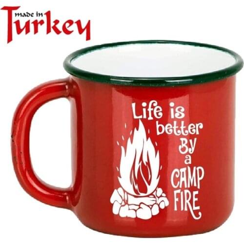 Turkish Brand Nurgaz Enamelware Enamel Survival Cup Mug Tableware Camping Cooking Hiking Picnic Cup Water Coffee Tea Mug Outdoor