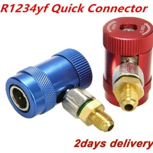 2PCS Car Air Conditioning Fluorine Adding Quick Adapter High And Low Couplers R1234YF Brass And Aluminum Alloy Car Accessories