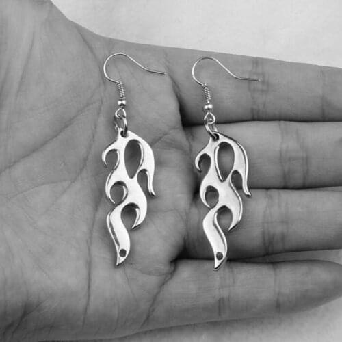 Harajuku geometric goth chic hip hop flame dangle earrings Punk igirl 90s aesthetic accessories grunge e girl style jewelry
