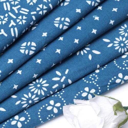 1 Meter Chinese Blue Print Cotton Fabric Handmade Plant Activity Printing And Dyeing Fabric For Curtain Artesanato Material