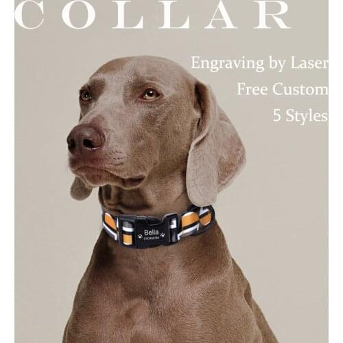 Custom Dog Collar Personalized Luxury Designer Dogs Collars for Big Dog Accessories Pet Product Nylon Collar for Cat Pitbull Pug