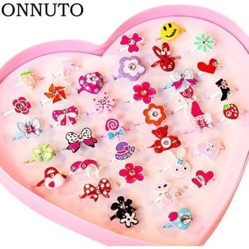 10pcs/lot Love Kids Cute Sweet Rings Design Flower Animal Fashion Jewelry Accessories Girl Child Gifts Finger Rings
