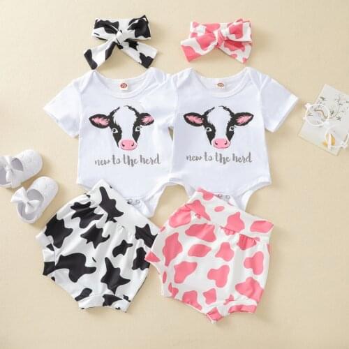 FOCUSNORM 0-18M Infant Baby Girls Boys Clothes Sets Letter Printed Short Sleeve Romper Tops Shorts Headband