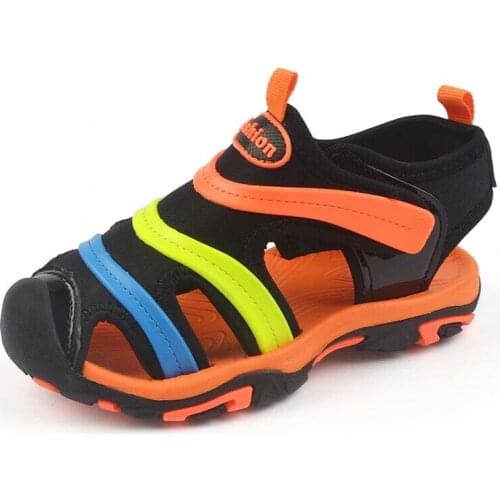 Summer Children Boys Girls Sandals Caterpillar Leather Kids Beach Shoes Soft Botton Flat Cut-outs Sandalias chaussure enfant