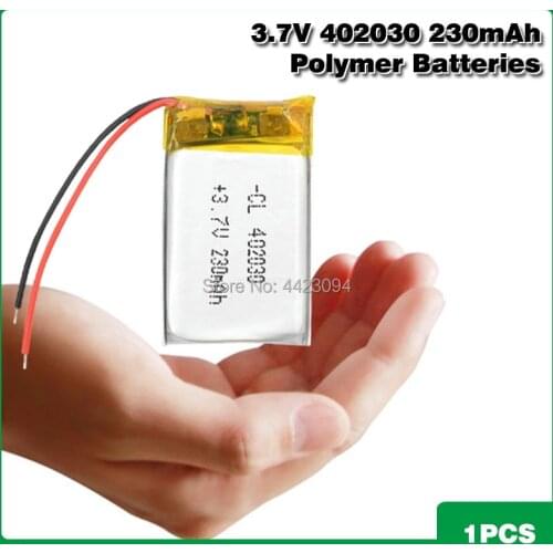 402030 3.7v 230mAh li-ion Lipo cells Lithium Li-Po Polymer Rechargeable Battery For Bluetooth GPS MP3 MP4 Recorder