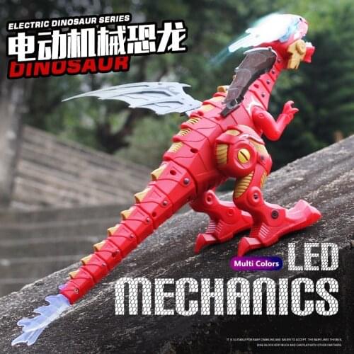 Multi-functional Simulation Mechnical Dinosaur Imitation Roaring Bionic Walking LED Cool Light Swing Tail And WingToy For Kids