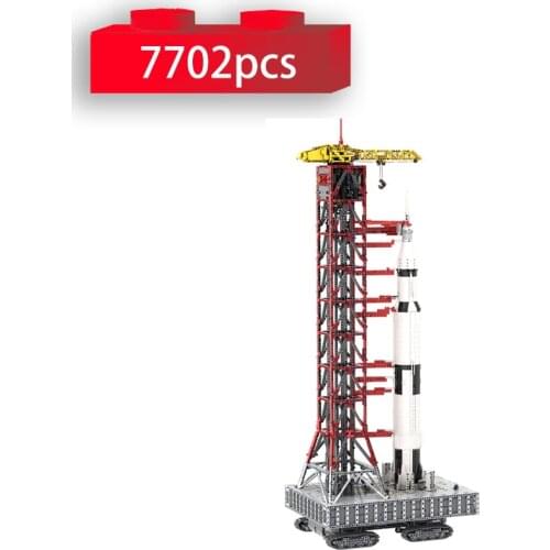 MOC-60088 Launch Tower Mk I for Saturn V with Crawler Model Remote Control Rocket Building Blocks Creative Bricks Toys for Kids