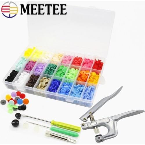 Meetee 1set=360pcs 12mm T5 Snap Button Childrens Clothes Plastic Fasteners Punch Press Stud Buttons Installation DIY Sew Tool