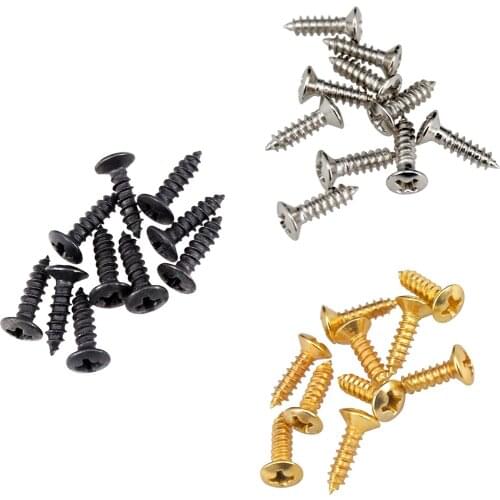 Tooyful Durable 50 Pieces Replacement Pickguard Mounting Screws Set for Electric Guitar Bass 12mm/ 0.47'' (3 Colors Optional)