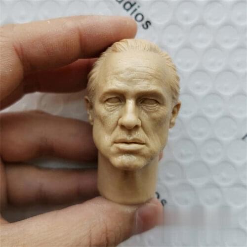 Unpainted 1/6 Scale Old Godfather Marlon Brando Head Sculpt Model For Action Figure Dolls Soldier Accessories Painting Exercise