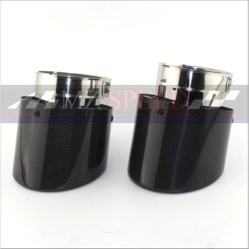 New 1Pcs long 120mm Glossy carbon fiber+stainless steel Muffler End Pipe exhaust pipe muffler For Universal Carbon Exhaust Tips