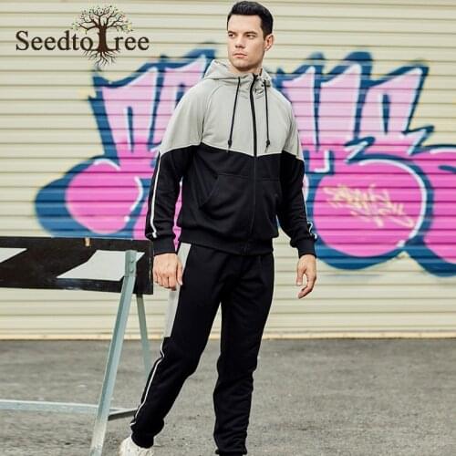 Autumn and Winter New Mens Sports Suit Large Size Casual Mens Jacket Mens Casual Pants Color Matching Printing Mens Sets