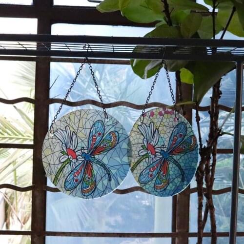 New Style Miniature Pendant Statues Hook Design Easy to Hanging Plexiglass Dragonfly Glass Suncatcher for Home Garden Yard Room