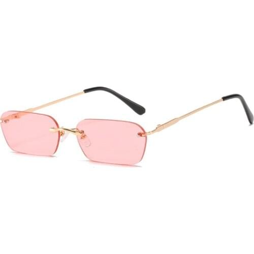 Super Light Glasses Womens Small Square Sunglasses Women Rimless Shades Vintage Brand Trend 90s Sun Glasses For Female Eyewear