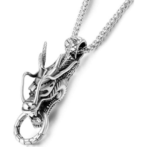 Golden Dragon Head Pendant Necklaces Vintage Trendy Mens Jewelry Trendy Personality Accessories Gifts Animal Necklace