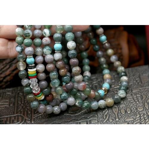 Retro Necklace Christmas Charms Natural Round Tiger Eye Amazonite Garnet Agates