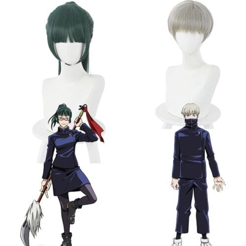 30cm/50cm Jujutsu Kaisen Cosplay Wig Toge Inumaki Maki Zenin Green Long Ponitail Resistant Synthetic Hair Halloween Party Props