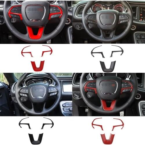 ABS Car Steering Wheel Button Decorative Trim Fit for Dodge Challenger Charger Durango 15-20 Jeep Grand Cherokee SRT8 14-20