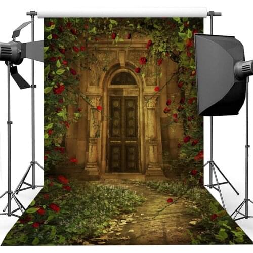 Retro House Arch Door Photography Backdrops For Photo Studio Red Rose Wedding Portrait Background Photography
