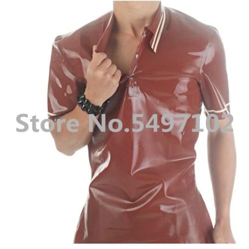 Rubber Man Latex Polo Shirt Latex Brown Coat Tank Top Suits