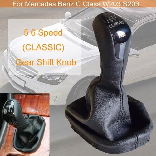 Car Styling Manual 5/6 Speed Gear Shift Knob Stick Lever HeadBall Shifter Gaitor Boot For Mercedes Benz C Class W203 S203