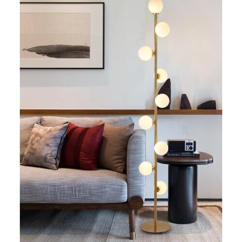 High end modern gold floor lamp G9 frosted glass ball floor lamp living room lighting decoration lighting project lighting