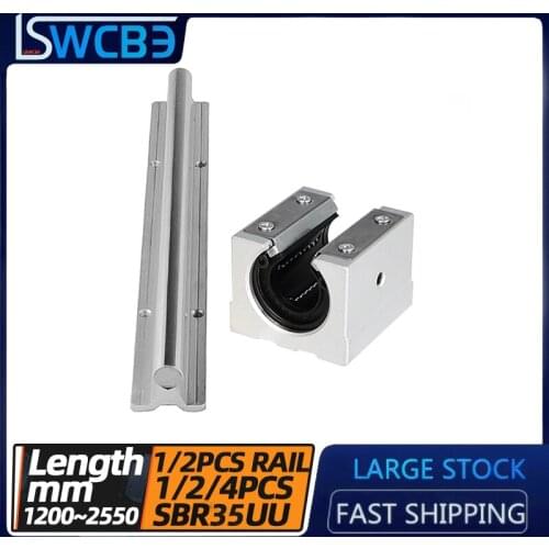Standard open box type linear guide carriage SBR35 guide rail + pressure plate L=1200-2550mm, woodworking track