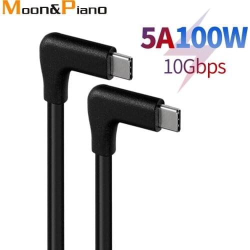 Type-c to Type-c Cables Right Angle Elbow Wire Male to Male PD 100W 5A Fast Charger For Laptop Tablet Mobile Phone