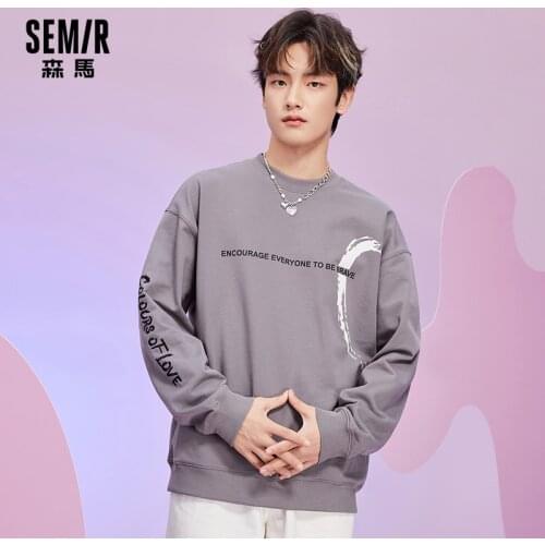SEMIR MenS Hoodie Spring 2021 New Reflective Graffiti Trend Men O Neck Tops Hooies Man Casual Sweatshirt