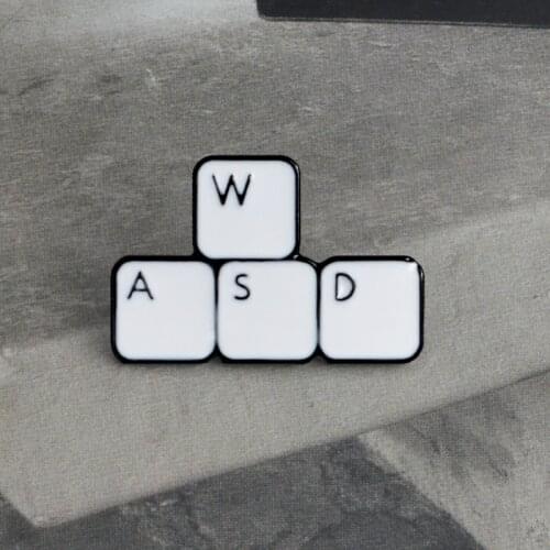 WASD Gaming Keyboard Enamel pin Keys tablets Brooches Gift Game icon Denim Jeans Pin Badge Button Lapel pin for Clothing cap bag