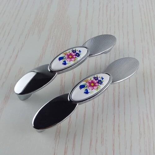 1pcs Flowers Ceramics Furniture Hardware Handle Sliding Door Drawer Knob Wardrobe Kitchen Cabinets Cupboard Dresser Pull Handle