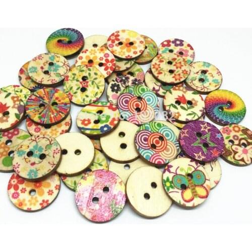 100pcs 20mm Natural Wooden Buttons Sewing 2 Holes Round Button Crafts Embellishments Cardmaking Scrapbooking