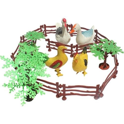 19 Pieces Plastic Farm Animals Toys Hen Duck Goose Model Figure Toys for Kids Children