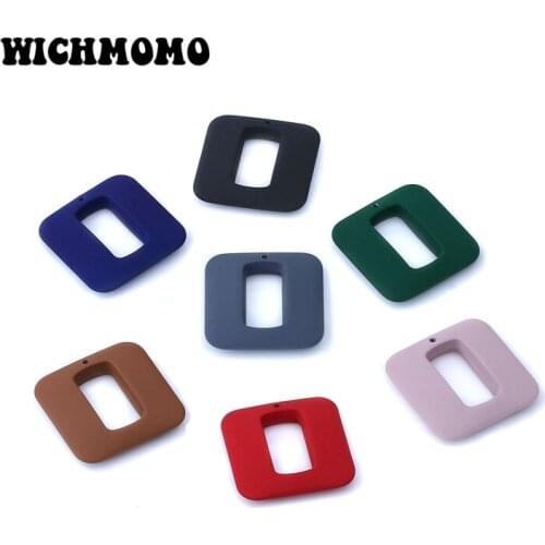Fashion 4 Pieces 33mm Geometric Acrylic Rubber Paint Charms Pendants Connectors for Diy Earring Necklace Jewelry Accessories
