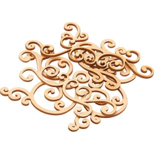 8pcs Flourishes Wood Stickers For Home Wall Decoration Wooden Embellishment For Furniture