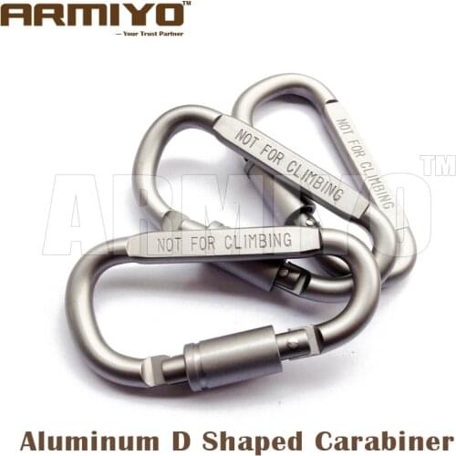 Armiyo Aluminum Alloy D Shaped Carabiner Screw Lock Bottle Hook Buckle Hanging Padlock Key Chain Clip Camping Hiking Kits
