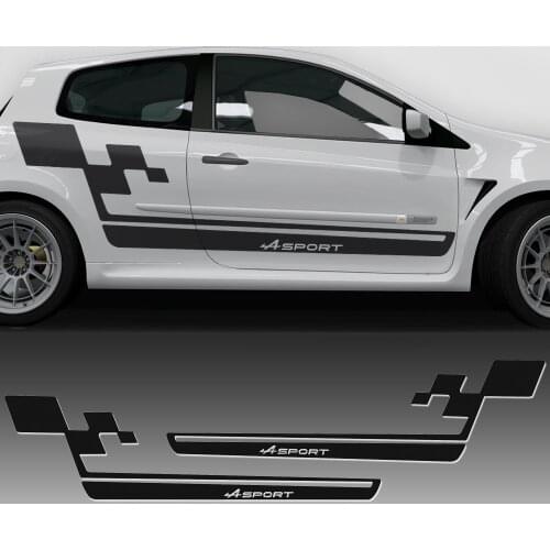 Car Styling Side Stripe Racing Skirt Decal Car Sticker Renault Sport Flag for Renault Clio Cup R.S. Megane Logan Accessories