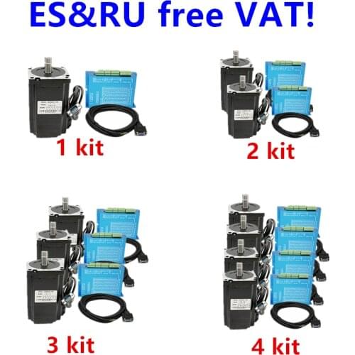 Free shipping ! 4 axis Nema34 Closed loop motor kit：Nema 34 stepper motor 4.5N 8.5N 12N motor+HBS860H Servo driver dc motor set