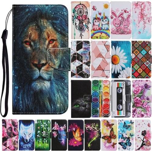 Case on For Huawei P 40 P40 Pro P30 Lite P40Lite E Leather Flip Stand Phone Cover Cute Butterfly Unicorn Lion Panda Flower Capa
