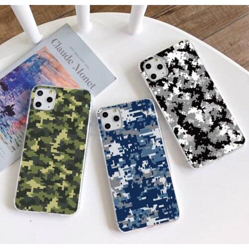 Digital Camouflage Camo Army Green Phone Case For iphone 12 11 Pro Mini XS Max 8 7 6 6S Plus X 5S SE 2020 XR Silicone Soft cover