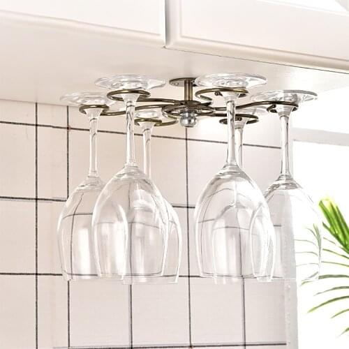 Flower Wine Glass Rack Holder Stemware Hanging Under Cabinet Stemware Holder Hanger Storage Bar Kitchen Glass Wine Cup Shelf